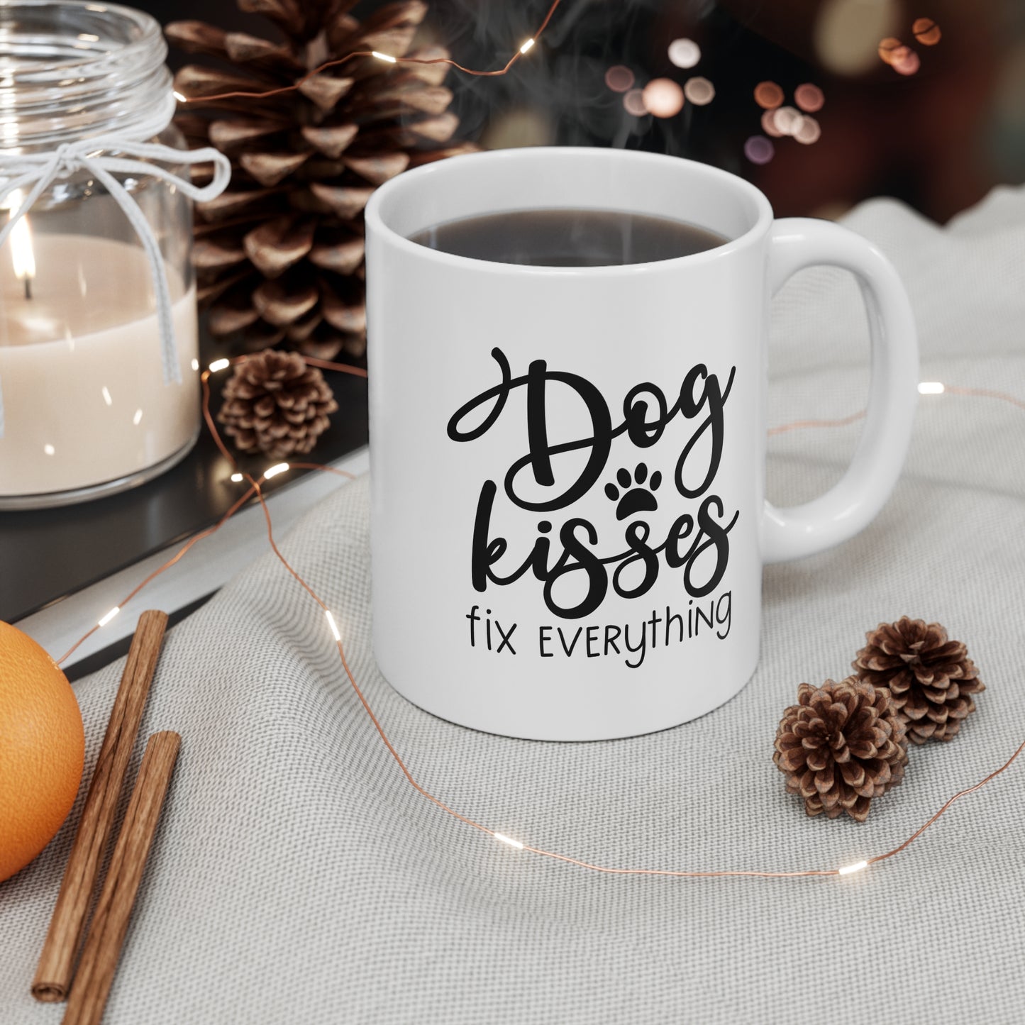 Dog Kisses Fix Everything Mug — 11oz Coffee Cup for Dog Lovers