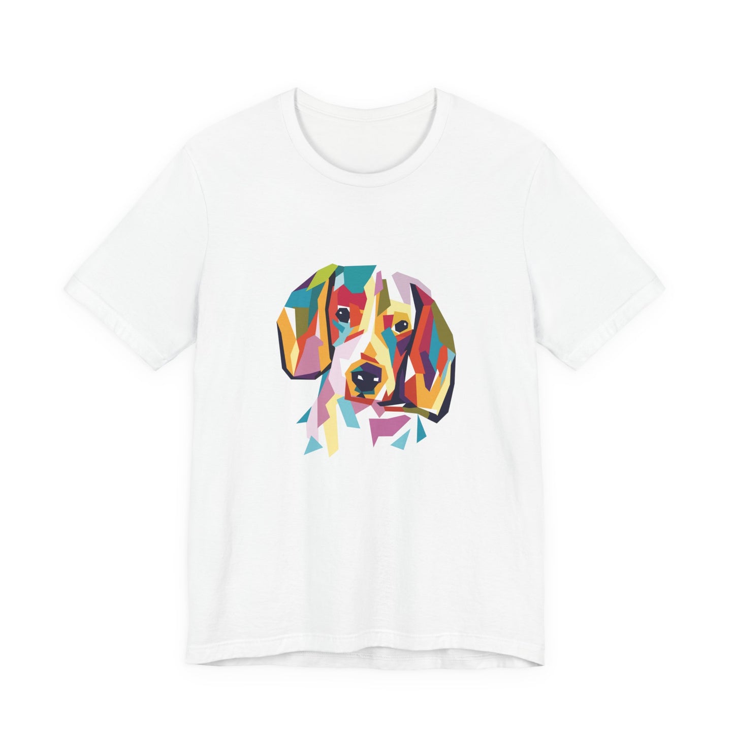Colorful Geometric Dog T-Shirt — Vibrant Beagle Art Tee