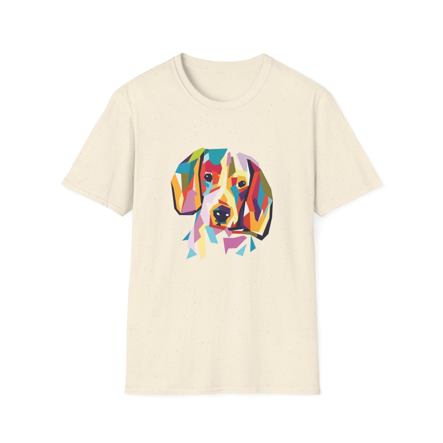 Colorful Geometric Dog T-Shirt — Vibrant Pop Art Puppy Tee