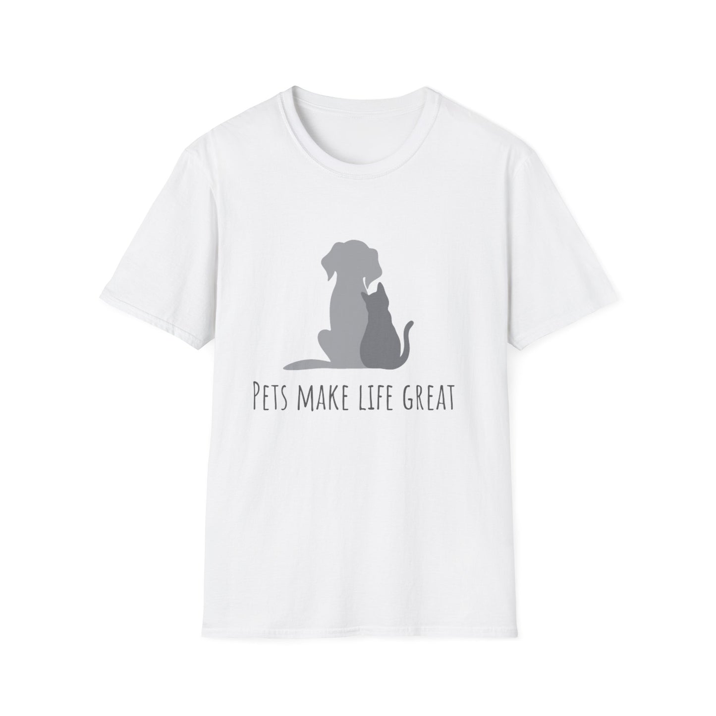 Pets Make Life Great T-Shirt - Dog & Cat Silhouette Tee