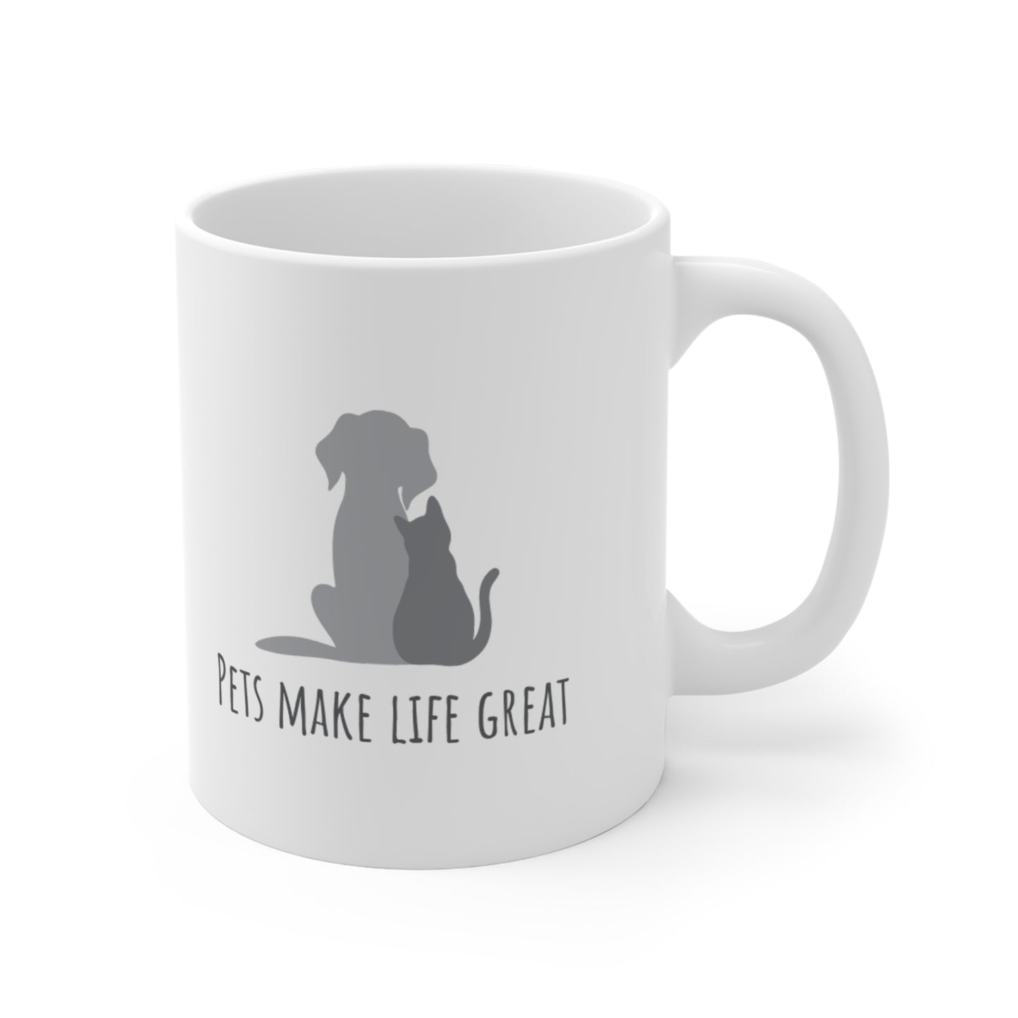 Pet Lover Mug - "Pets Make Life Great" 11oz Ceramic Coffee Cup