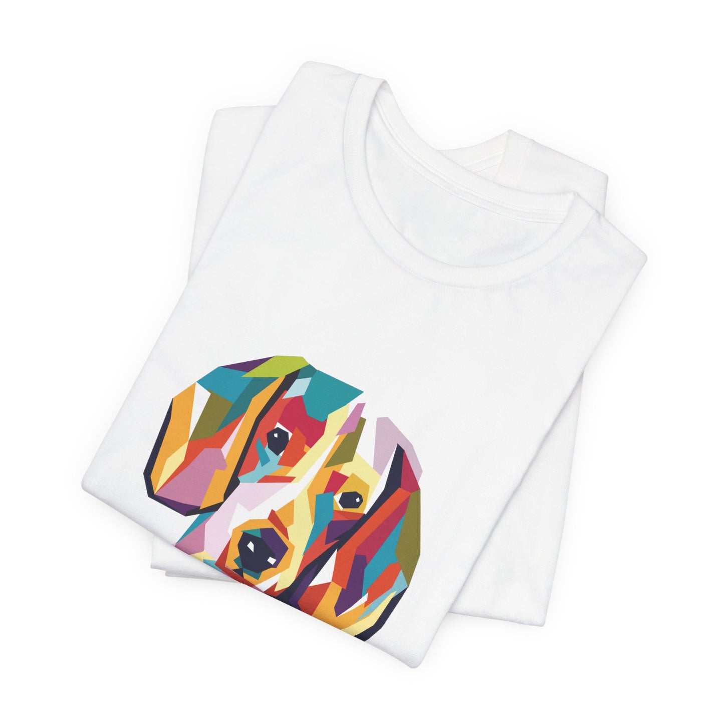 Colorful Geometric Dog T-Shirt — Vibrant Beagle Art Tee
