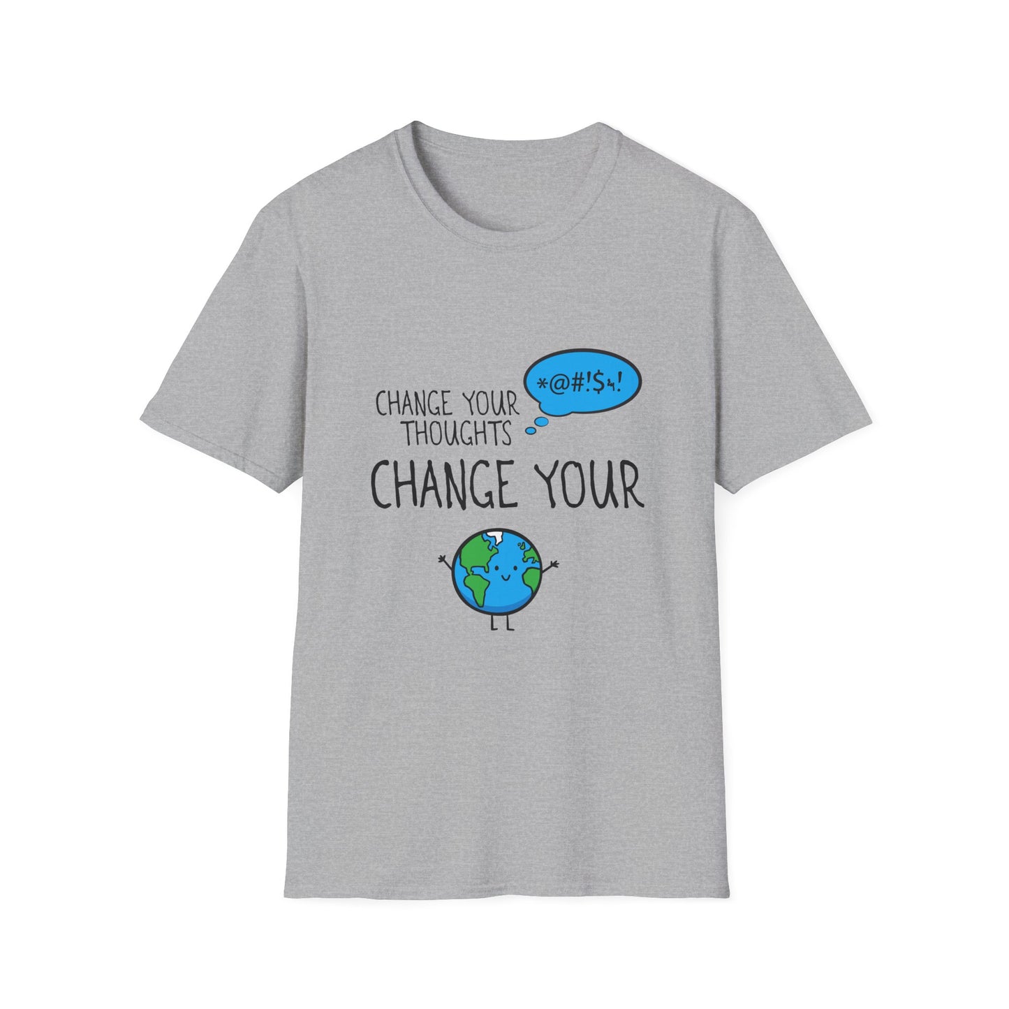 Change Your Thoughts Change Your World T‑Shirt — Positive Mindset Earth Graphic Tee