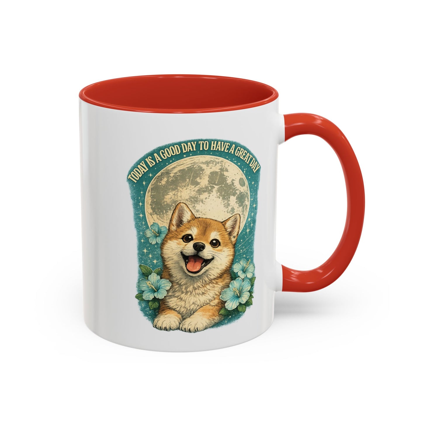 Cute Corgi Coffee Mug — "Today is a Good Day to Have a Great Day" Accent Mug